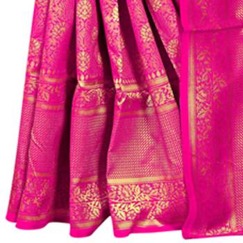 Pink Woven Banarasi Silk Saree With Blouse 3