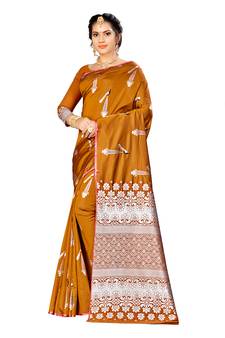 Orange Woven  Art Silk Saree With Blouse