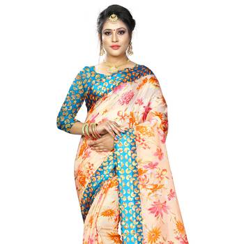 Multicolor Woven Cotton Silk Saree With Blouse 4