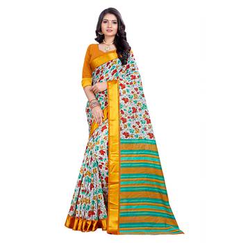 Multicolor Woven Cotton Silk Saree With Blouse 1