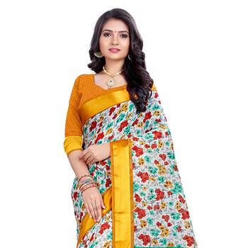 Multicolor Woven Cotton Silk Saree With Blouse 4