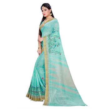 Multicolor Woven Cotton Silk Saree With Blouse 2