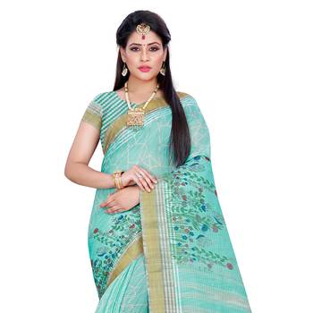Multicolor Woven Cotton Silk Saree With Blouse 4
