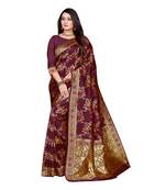 Magenta Woven  Art Silk Saree With Blouse