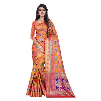 Multicolor Woven Pure Kanjivaram Silk Saree With Blouse 1