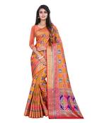 Multicolor Woven Pure Kanjivaram Silk Saree With Blouse