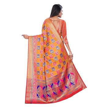Multicolor Woven Pure Kanjivaram Silk Saree With Blouse 3