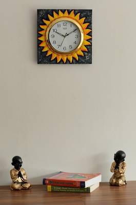 Wooden Glorious Sun Design Artistic Handcrafted Wall Clock 2