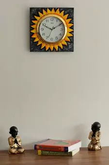 Wooden Glorious Sun Design Artistic Handcrafted Wall Clock