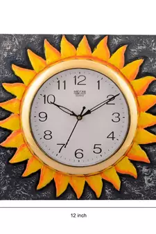 Wooden Glorious Sun Design Artistic Handcrafted Wall Clock