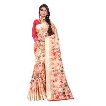 Multicolor Woven Cotton Silk Saree With Blouse 1