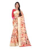 Multicolor Woven Cotton Silk Saree With Blouse