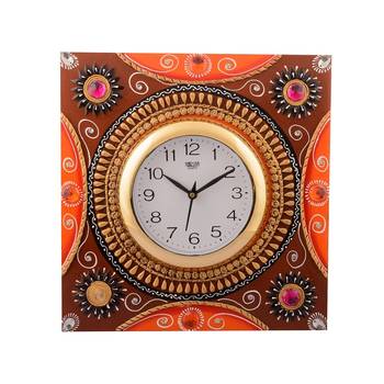 Wooden Papier Mache Rick Look Artistic Handcrafted Wall Clock 1