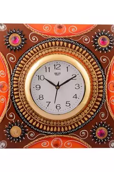 Wooden Papier Mache Rick Look Artistic Handcrafted Wall Clock