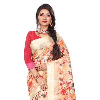 Multicolor Woven Cotton Silk Saree With Blouse 5