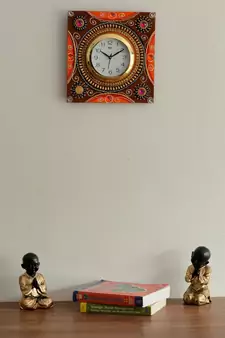 Wooden Papier Mache Rick Look Artistic Handcrafted Wall Clock