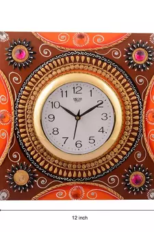 Wooden Papier Mache Rick Look Artistic Handcrafted Wall Clock