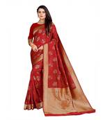 Red Woven  Art Silk Saree With Blouse
