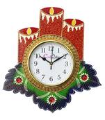 Floral Candle Design Handcrafted Wooden Wall Clock