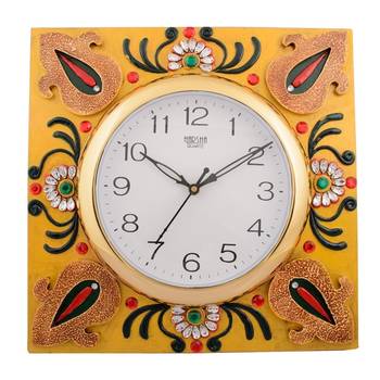 Wooden Papier Mache Decorative Embossed Handcrafted Wall Clock 1