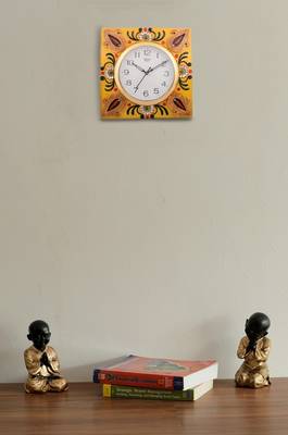 Wooden Papier Mache Decorative Embossed Handcrafted Wall Clock 2
