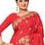 Red embroidered silk saree with blouse