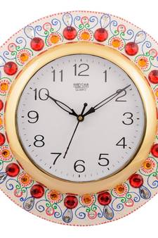 Wooden Papier Mache Ornamental Handcrafted Wall Clock