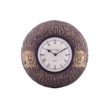 Embossed Buddha Face Wooden Handcrafted Wall Clock 2