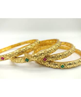Multicolor Stone Bangles Set Of 4 4