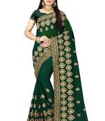 Green embroidered georgette saree with blouse