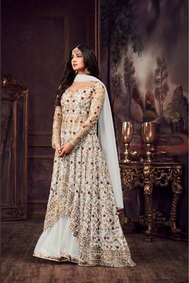 White embroidered net salwar 1