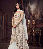 White embroidered net salwar