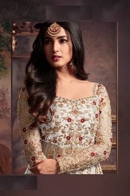 White embroidered net salwar 2