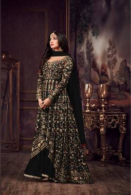 Black embroidered net salwar 1