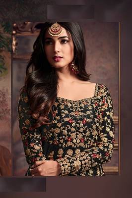 Black embroidered net salwar 2