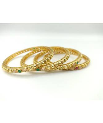 Gold Plated Multicolor Stone Studded Designer Bangles Set Of 4 4