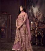 Pink embroidered net salwar