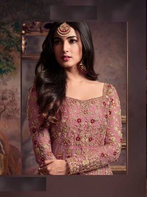 Pink embroidered net salwar 2