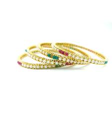 Gold Plated Multicolor Stone Studded Bangles Set Of 4