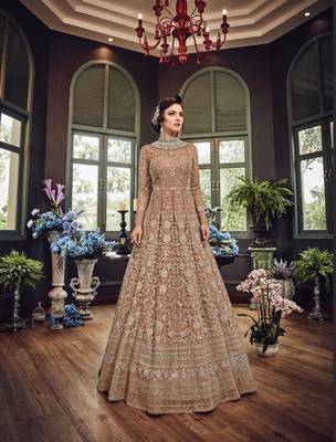 Wine embroidered net salwar 1