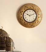 Decorative Brass Work Ethnic Brass and Wooden Handcrafted Wall Clock
