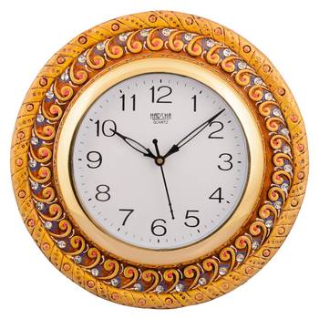 Wooden Papier Mache Elegant Handcrafted Wall Clock 1