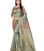 Multicolor woven banarasi silk saree with blouse