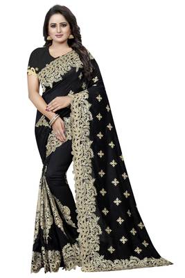 Black Embroidered Silk Saree With Blouse 1