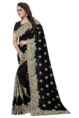 Black Embroidered Silk Saree With Blouse 2