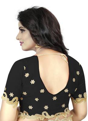 Black Embroidered Silk Saree With Blouse 5