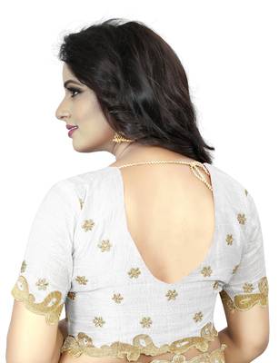 White Embroidered Silk Saree With Blouse 4