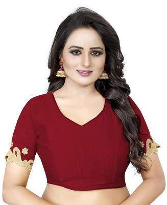 Red Embroidered Silk Saree With Blouse 4