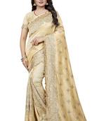 Beige Embroidered Silk Saree With Blouse