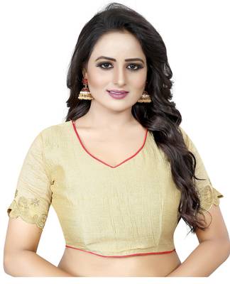 Beige Embroidered Silk Saree With Blouse 4